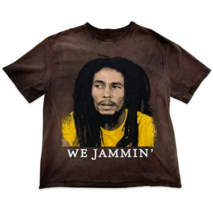Raspberry Hills GV Gallery Bob Marley We Jammin Tee Washed Brown